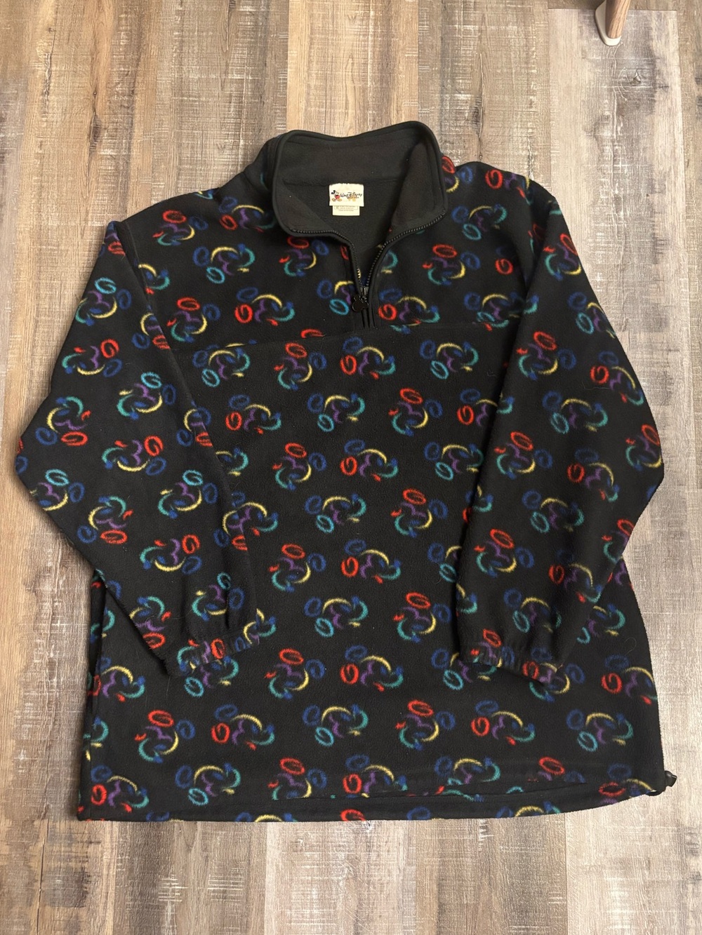 Vintage 90s Walt Disney World Mickey Mouse All Over Print Fleece Quarter Zip XL